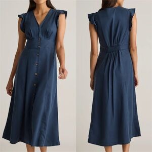 Quince ‘vintage wash tencel button front midi dress’